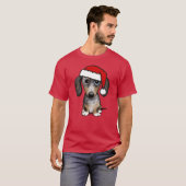 Dapple Dachshund Santa Wiener Hondenkerst T-shirt (Voorkant volledig)