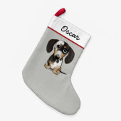 Dapple Dachshund Schattig Dog Persoonlijk Kleine Kerstsok (Voorkant (Hangend))