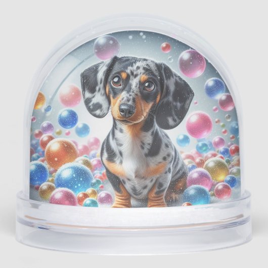 DAPPLE DACHSHUND SNOW GLOBE SNEEUWBOL (Voorkant)