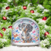 DAPPLE DACHSHUND SNOW GLOBE SNEEUWBOL (Kerstmis)