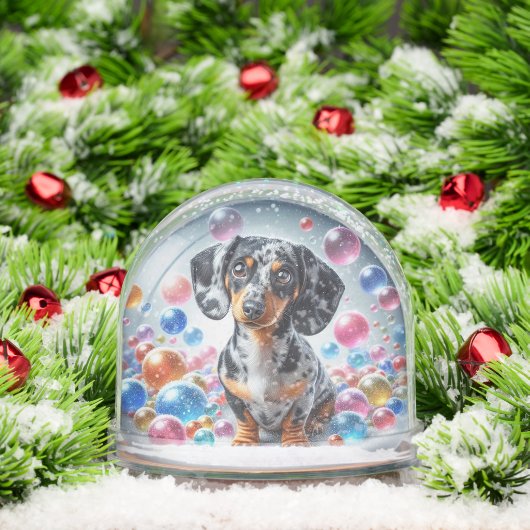 DAPPLE DACHSHUND SNOW GLOBE SNEEUWBOL (Kerstmis)