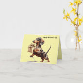 Dapple Dachshund Verjaardag Kaart (Gele Bloem)