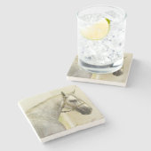 Dapple Gray Andalusië Horse Stenen Onderzetter (Zijkant)