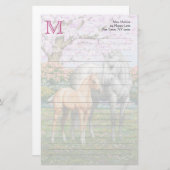 Dapple Gray Quarter Horse Mare Palomino Foal Briefpapier (Voorkant / Achterkant)