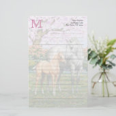 Dapple Gray Quarter Horse Mare Palomino Foal Briefpapier (Staand voorkant)