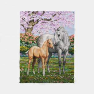 Dapple Gray Quarter Horse Mare Palomino Foal Fleece Deken
