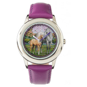 Dapple Gray Quarter Horse Mare Palomino Foal Horloge