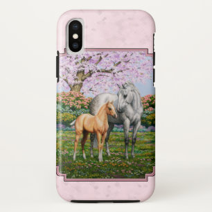 Dapple Gray Quarter Horse Mare Palomino Foal Pink iPhone X Hoesje
