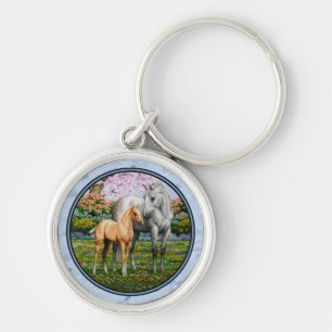 Dapple Gray Quarter Horse Mare Palomino Foal Sleutelhanger