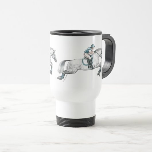 Dapple Grey Eventing Horse Jumping Reisbeker (Voorkant rechts)