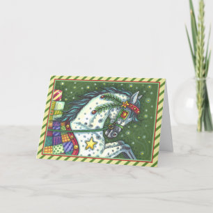 DAPPLE GREY IN EEN EEN PAARD OPEN SLEE met vers Feestdagen Kaart
