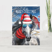 Dapple Grey Paard Grappig MAREy Kerstmis Feestdagen Kaart (Voorkant)