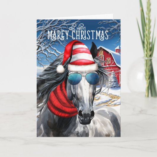 Dapple Grey Paard Grappig MAREy Kerstmis Feestdagen Kaart (Voorkant)