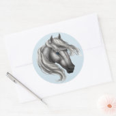 Dapple Grey Paard Head Ronde Sticker (Envelop)