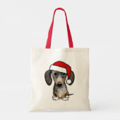 Dapple Merle Dachshund Santa Schattige Dog Custom Tote Bag (Achterkant)