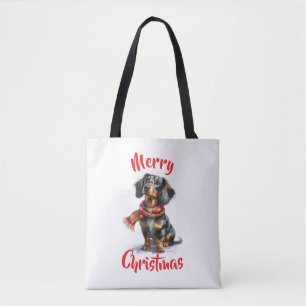 Dapple teckel vrolijk kerstfeest Tas