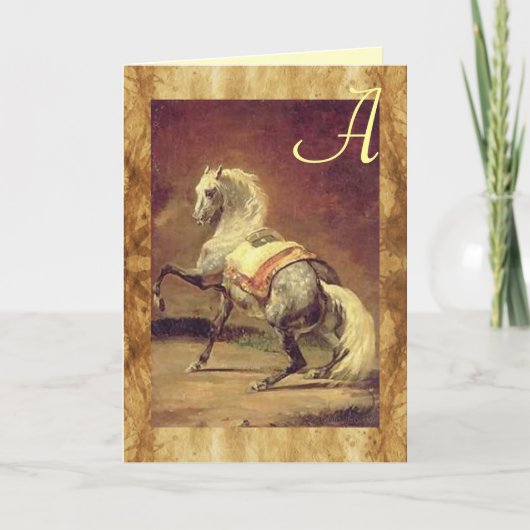 DAPPLED GRAY HORSE PARCHMENT Monogram Notitiekaartje (Voorkant)