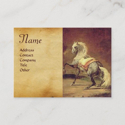 DAPPLED GRAY HORSE Parchment Monogram Visitekaartje (Voorkant)