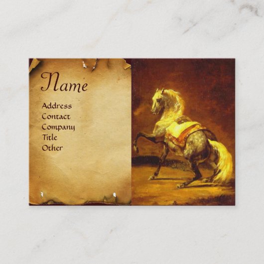 DAPPLED GRAY HORSE Parchment Monogram Visitekaartje (Voorkant)
