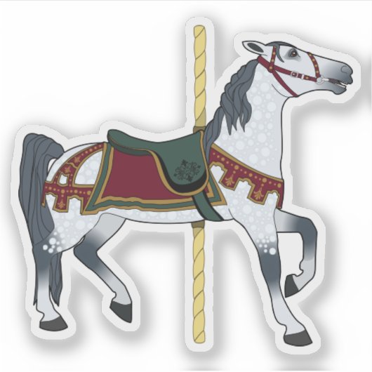 Dappled Grey Carousel Horse Sticker (Voorkant)