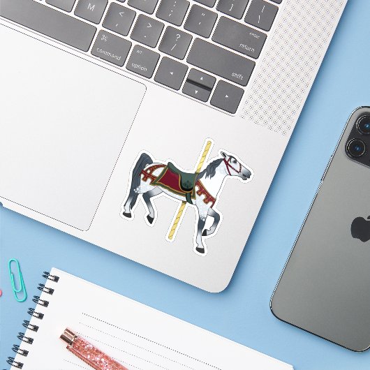 Dappled Grey Carousel Horse Sticker (Laptop met iPhone)