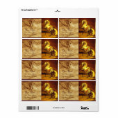 DAPPLED GRIJS PAARD MONOGRAM, bruin, goudgeel Etiket (Full Sheet)