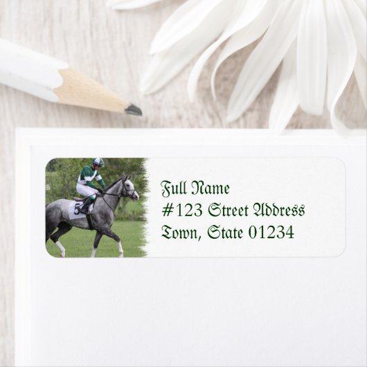 Dappled Grijs Race Paard Mailing Label (Insitu)