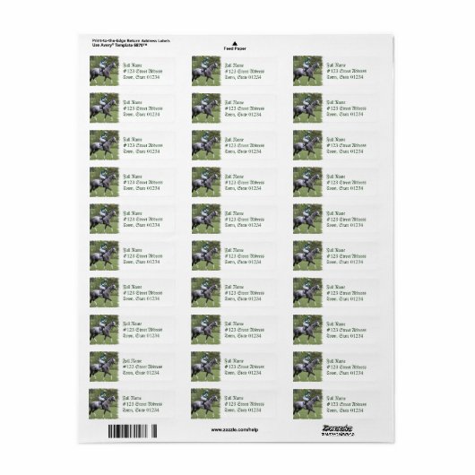 Dappled Grijs Race Paard Mailing Label (Full Sheet)