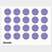 DAPTISME SEAL modern slim gouden kruis paarse Ronde Sticker (Vel)