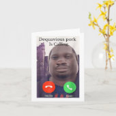 Daquavous Pork noemt John Pork Meme Joke Odd Kaart (Gele Bloem)