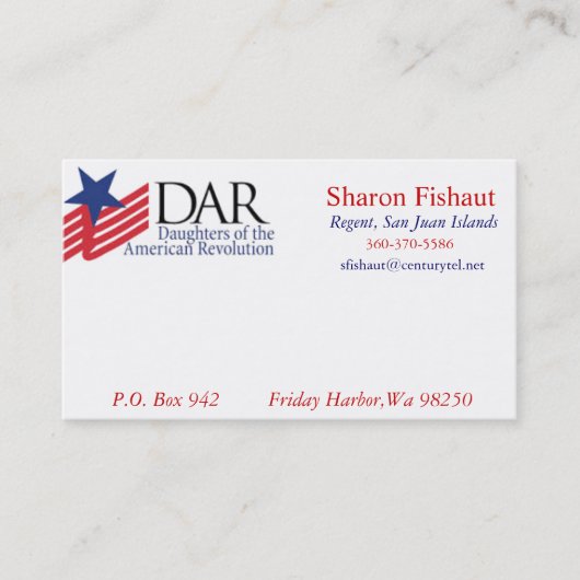 DAR Business Card Visitekaartje (Voorkant)