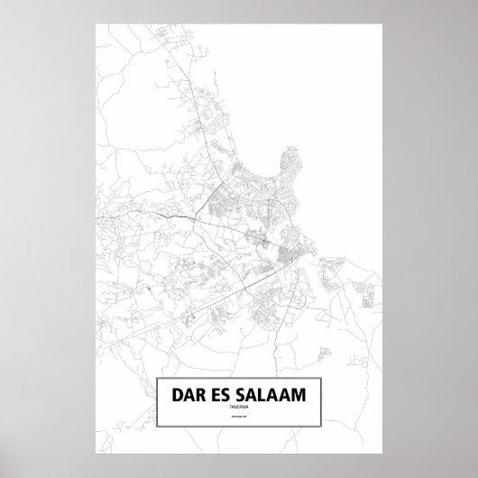 Dar es Salaam, Tanzania (zwart op wit) Poster (Voorkant)