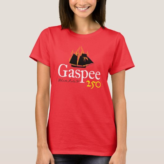 DAR Gaspee250 Robuust Logo op rood T-shirt (Voorkant)