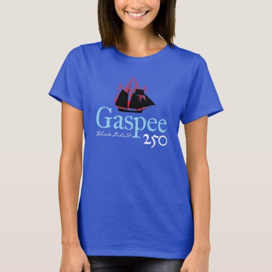 DAR Gaspee250 Rustic Logo op blauw T-shirt (Voorkant)