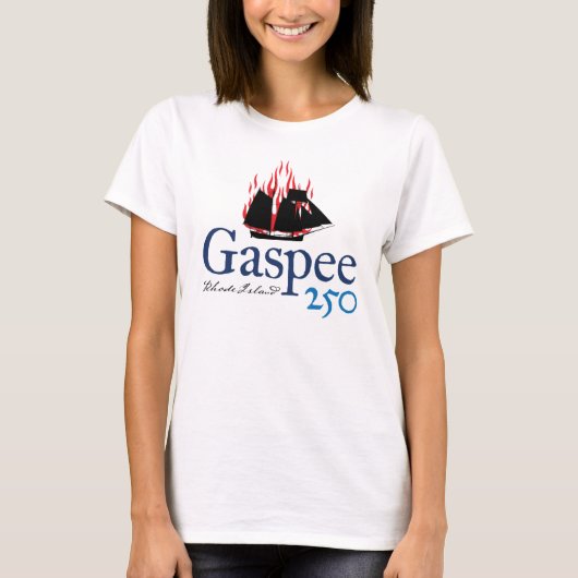 DAR Gaspee250 Rustic Logo (wit) T-shirt (Voorkant)