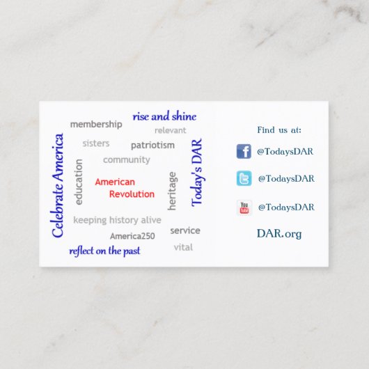 DAR Hoofdstuk Word Art Visitekaartje (Achterkant)