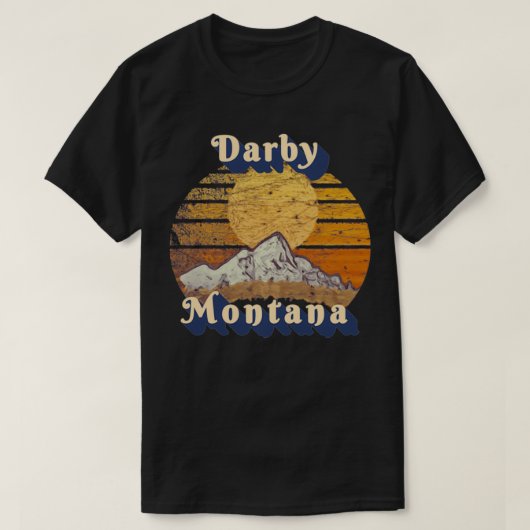 Darby Montana Retro Mountain Sunset Styled Pullove T-shirt (Design voorkant)