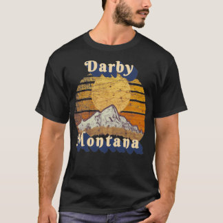 Darby Montana Retro Mountain Sunset Styled Pullove T-shirt