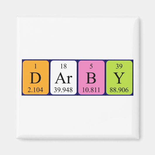Darby periodieke table name magnet (Voorkant)