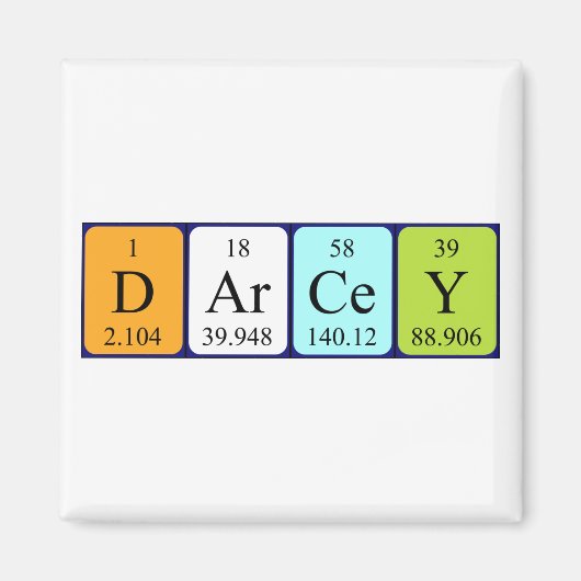 Darcey periodieke table name magnet (Voorkant)