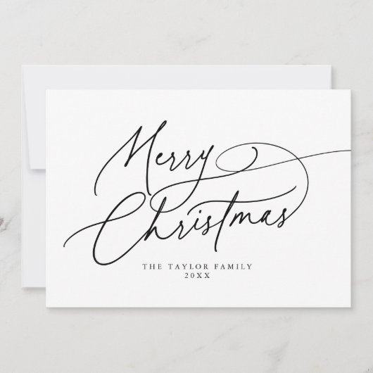 DARCY Black Elegant Familie  Vrolijk Kerstfeest Feestdagenkaart (Voorkant)