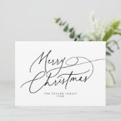 DARCY Black Elegant Familie  Vrolijk Kerstfeest Feestdagenkaart (Staand voorkant)