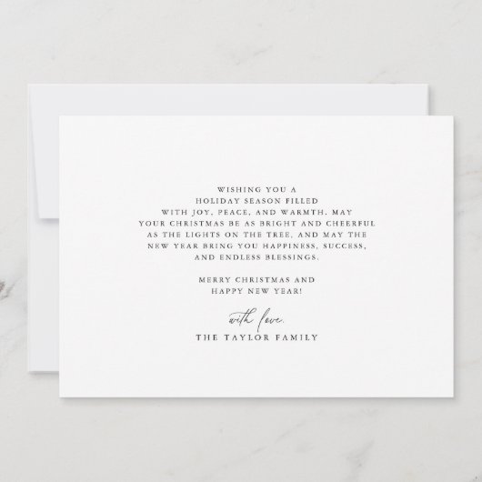 DARCY Black Elegant Familie  Vrolijk Kerstfeest Feestdagenkaart (Achterkant)