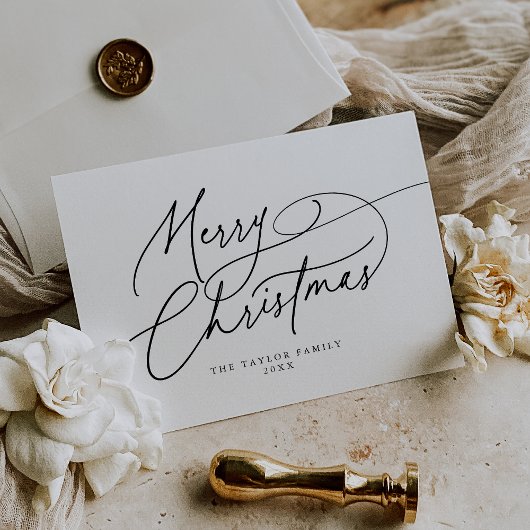 DARCY Black Elegant Familie  Vrolijk Kerstfeest Feestdagenkaart