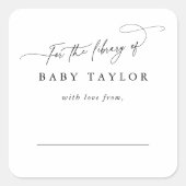 DARCY Classic Zwart Wit Baby shower Boekplaat Vierkante Sticker (Voorkant)