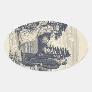Darcy & Elizabeth scène Ovale Sticker