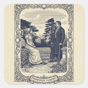 Darcy & Elizabeth scène Vierkante Sticker