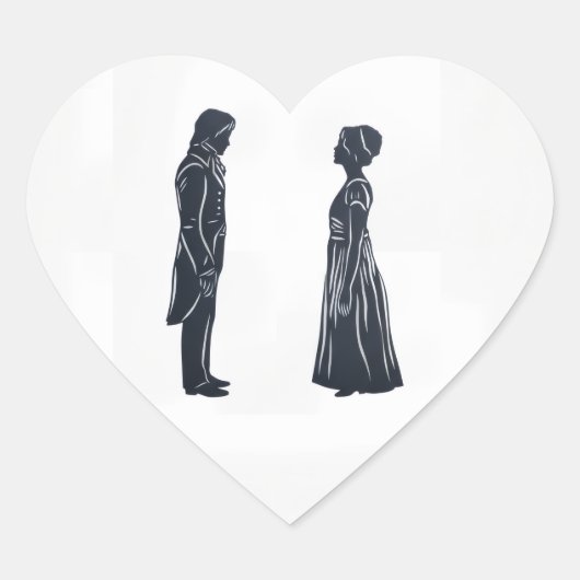 Darcy & Elizabeth silhouet Hart Sticker (Voorkant)