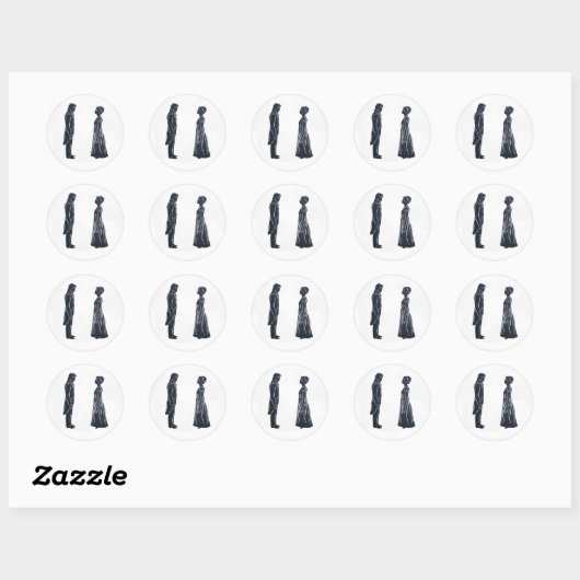Darcy & Elizabeth silhouet Ronde Sticker (Vel)