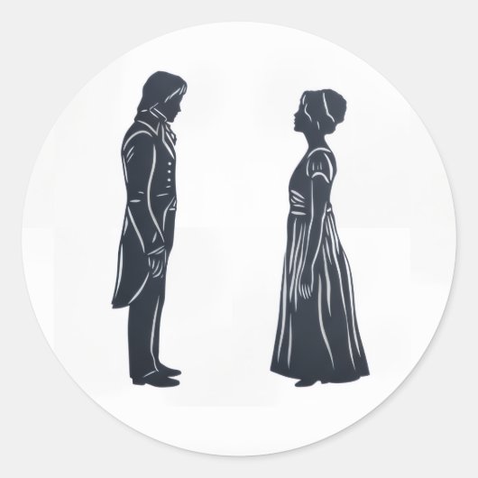 Darcy & Elizabeth silhouet Ronde Sticker (Voorkant)